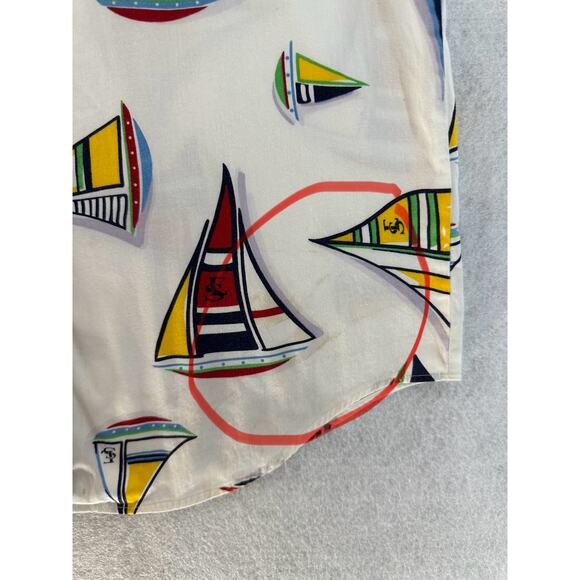 Escada Sport Size Small Top Button Down Sail Boat Short Sleeve Collar Nautical - Picture 7 of 9